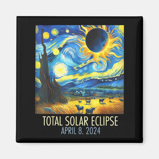 Imán Camiseta Eclipse Solar Total Noche Estrellada (Frente)