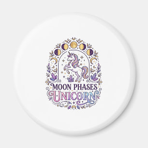 Imán Camiseta Fases Lunares Unicornio Fondo Blanco Unic