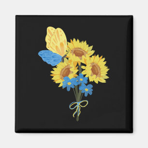 Imán Camiseta girasoles ucranianos Top Butterfly azul a