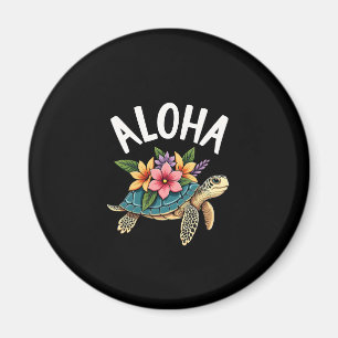 Imán Camiseta hawaiana Aloha Hawái Tortuga Hibisco Niño