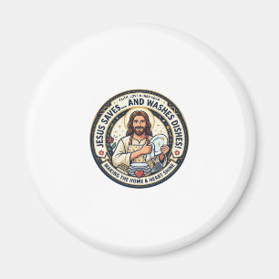 Imán Camiseta Humor Tareas de Lavandería Jesús Gráfica 