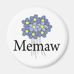 Imán Camiseta Memaw Flor Azul Bonita