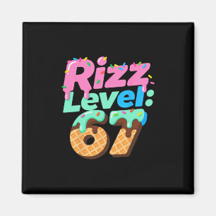 Imán Camiseta Meme Nivel Rizz 67 Helado Goteo Meme Seis