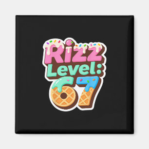 Imán Camiseta Meme Nivel Rizz 67 Helado Goteo Meme Seis