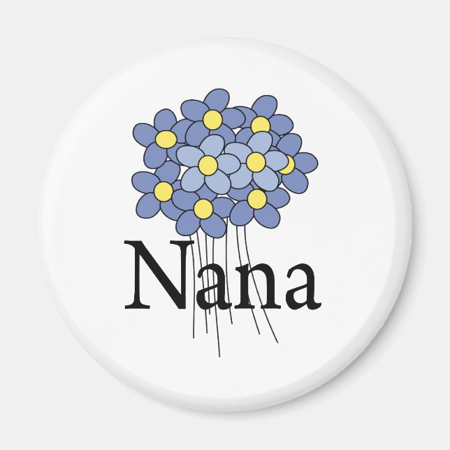 Imán Camiseta Nana de flor azul bonito (Frente)