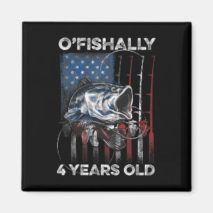 Imán Camiseta Oficialmente 4 Años Cumpleaños Pesca Us