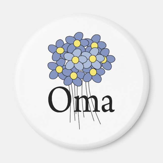 Imán Camiseta Oma Flor Azul Bonita (Frente)