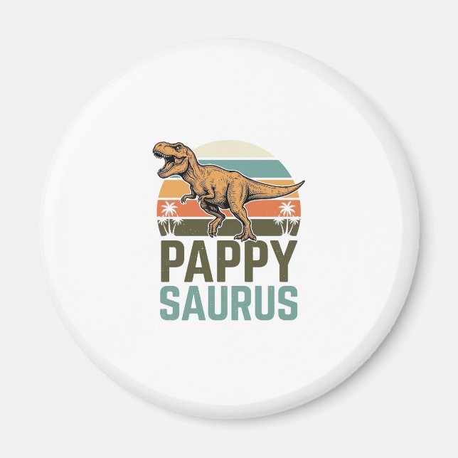 Imán Camiseta Pappysaurus Dinosaurio Divertido Atardece (Frente)