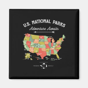 Imán Camiseta Parques Nacionales Mapa Camping Mujeres H