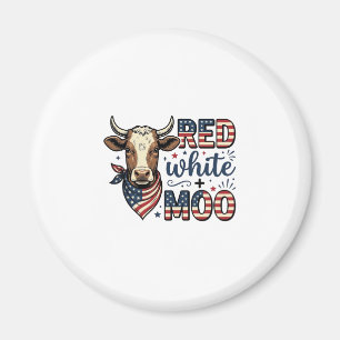 Imán Camiseta Patriótica Vaca Roja Blanca Moo 4 de Juli