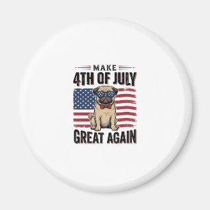 Imán Camiseta Patriótica Vintage de Pug del 4 de Julio_