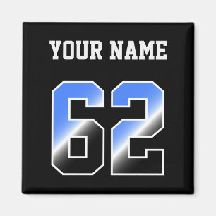 Imán Camiseta Personalizada Azul Número 62