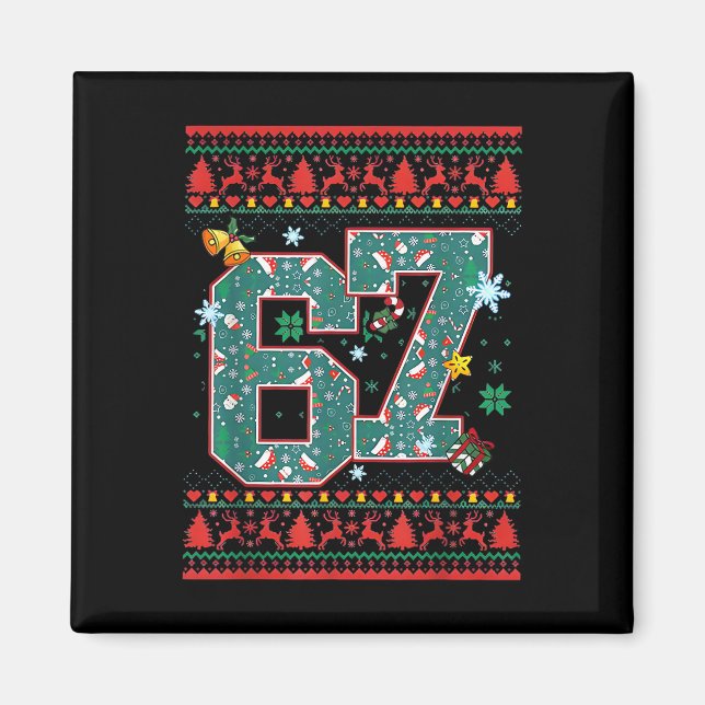Imán Camiseta Retro 67 Seis Siete Navidad Meme  (Frente)