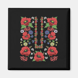 Imán Camiseta Roja Amapolas Ucrania Flor Vyshyva ucrani