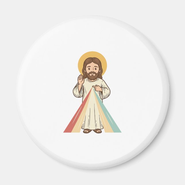 Imán Camiseta Vectorial de Bendición Religiosa Vintage_ (Frente)