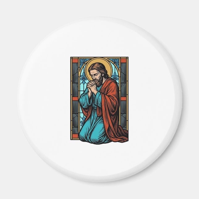Imán Camiseta Vectorial de Figura Religiosa Orando Vint (Frente)