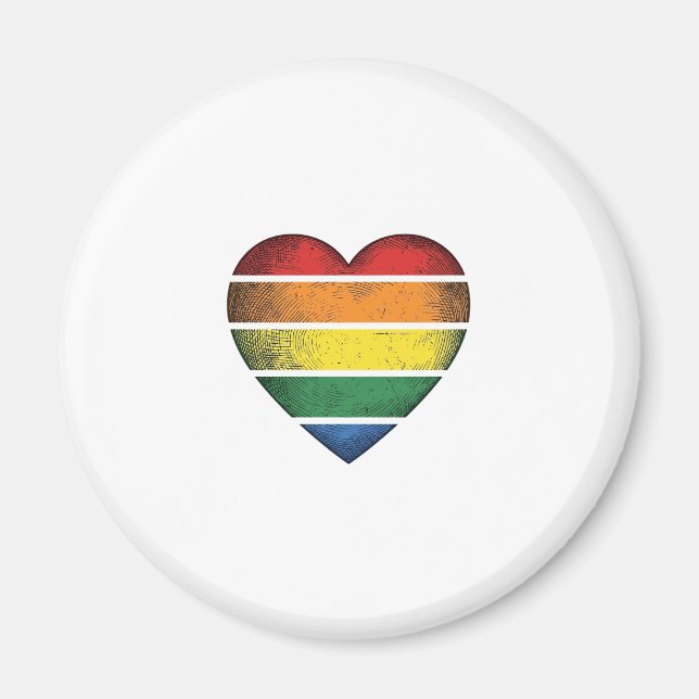 Imán Camiseta Vectorial de Orgullo Corazón Arcoíris Vin (Frente)