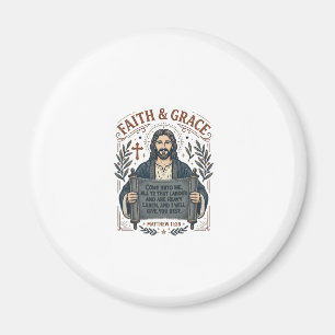 Imán Camiseta Vintage de Punto de Cruz de Jesús Gráfica