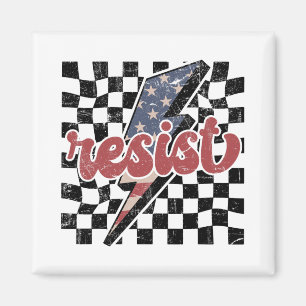 Imán Camiseta Vintage Resist, Anti-patriótico a cuadros