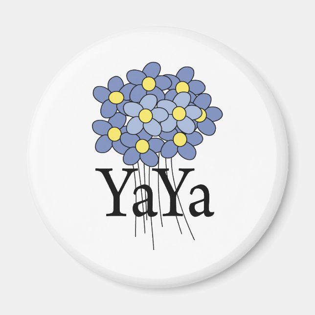 Imán Camiseta YaYa de Flor Azul bonito (Frente)