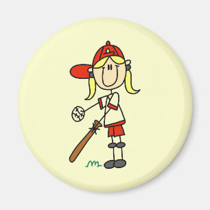 Imán Camisetas de béisbol de niña bateando