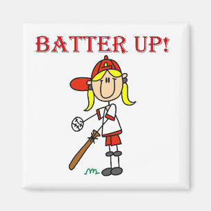 Imán Camisetas de béisbol Girl Batter Up y regalos