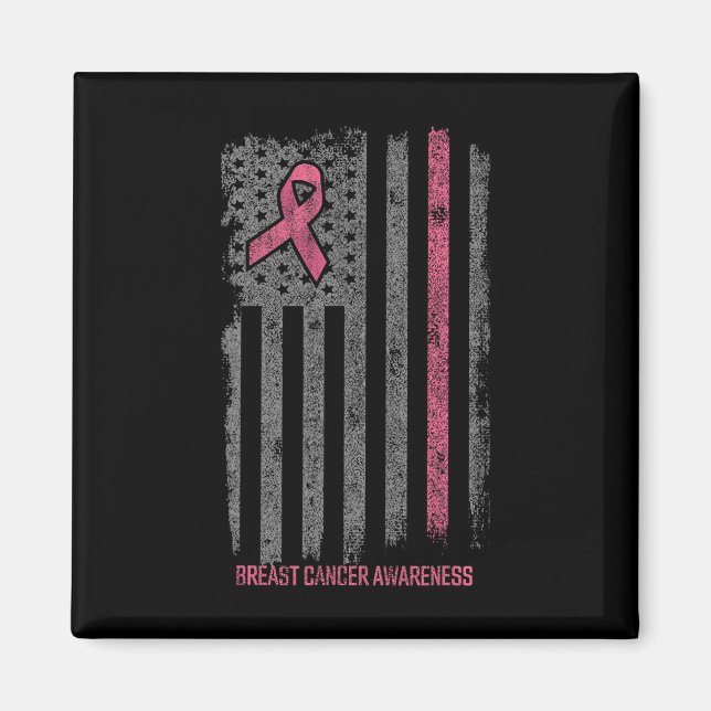 Imán Camisetas de cáncer de mama Bandera estadounidense (Frente)