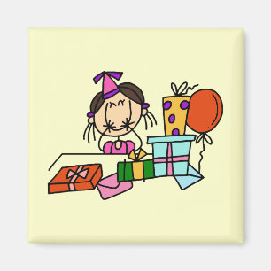 Imán Camisetas de chica de pelo castaño con regalos de