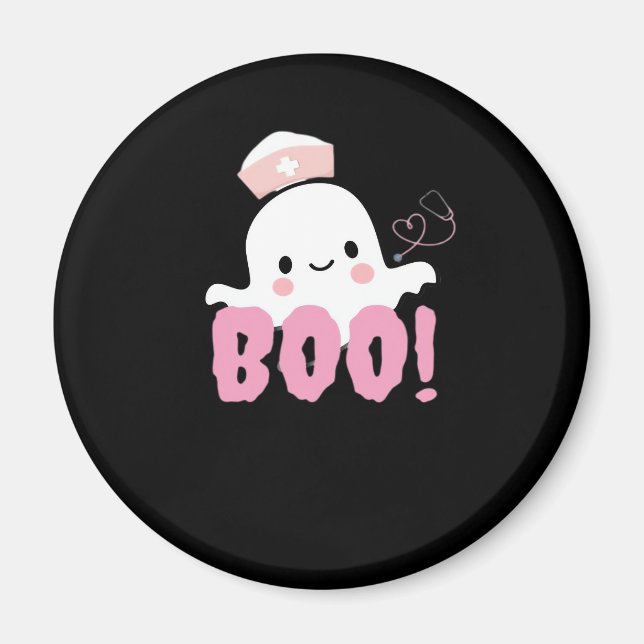 Imán Camisetas de enfermería de Halloween ¡Boo femenino (Frente)