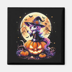 Imán Camisetas de Halloween de Bruja de Unicornio Lindo