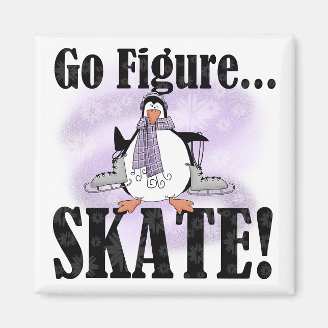 Imán Camisetas de patinaje y regalos de Penguin Go Figu (Frente)