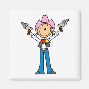 Imán Camisetas de vaquera sheriff con figuras de palito