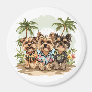 Imán Camisetas hawaianas de perros Terrier de Yorkshire