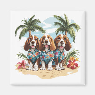 Imán Camisetas hawaianas para perros Basset Hound
