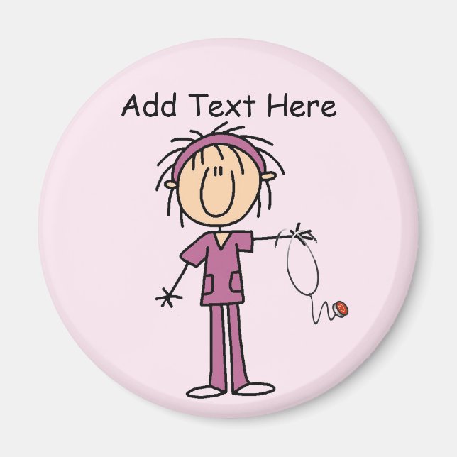 Imán Camisetas y regalo de enfermera con figura blanca (Frente)