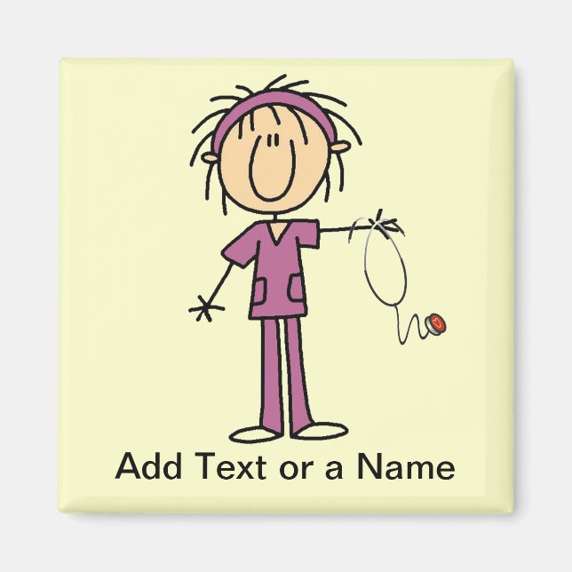 Imán Camisetas y regalo de enfermera con figura blanca (Frente)