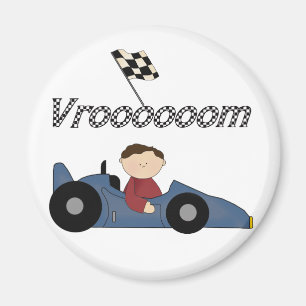 Imán Camisetas y regalos azules del coche de carreras