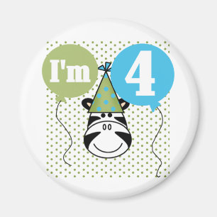 Imán Camisetas y regalos de cuarto cumpleaños de cebra