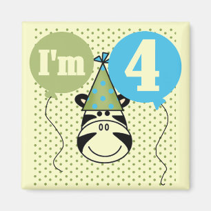 Imán Camisetas y regalos de cuarto cumpleaños de cebra