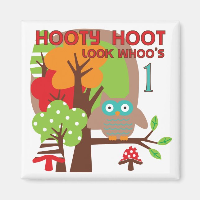 Imán Camisetas y regalos de Owl First Birthday (Frente)