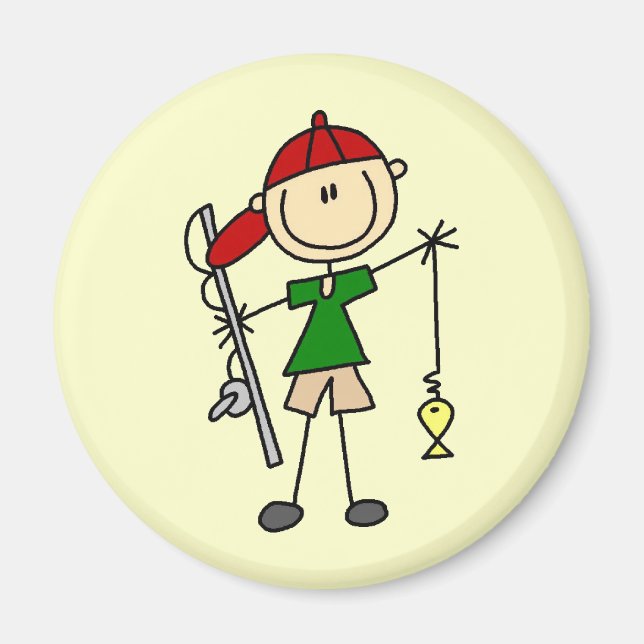 Imán Camisetas y regalos de pesca con figura de palo (Frente)