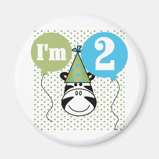 Imán Camisetas y regalos de segundo cumpleaños de Zebra (Frente)