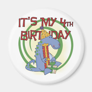 Imán Camisetas y regalos del cuarto cumpleaños de Dinos