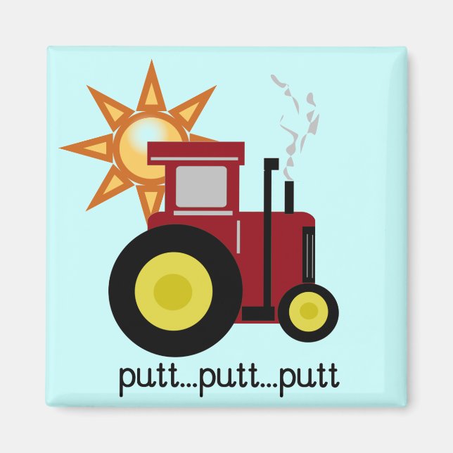 Imán Camisetas y regalos rojos del tractor de granja (Frente)