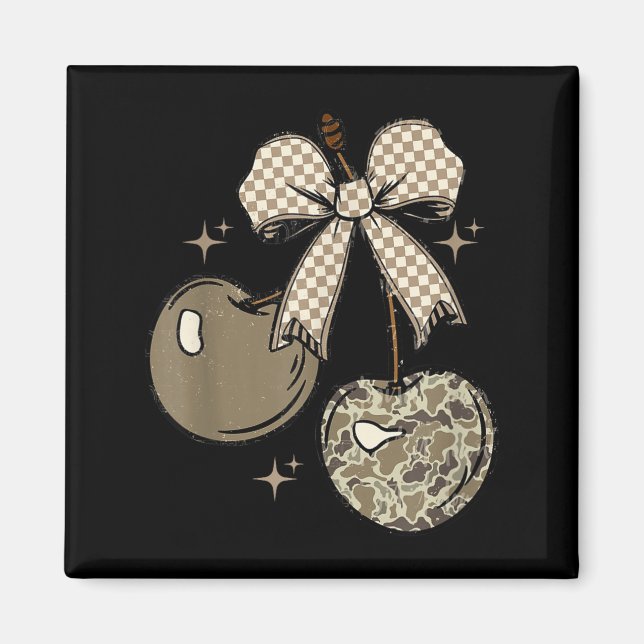 Imán Camo Checkered Cherry Bow, Hunting,checkered Patte (Frente)