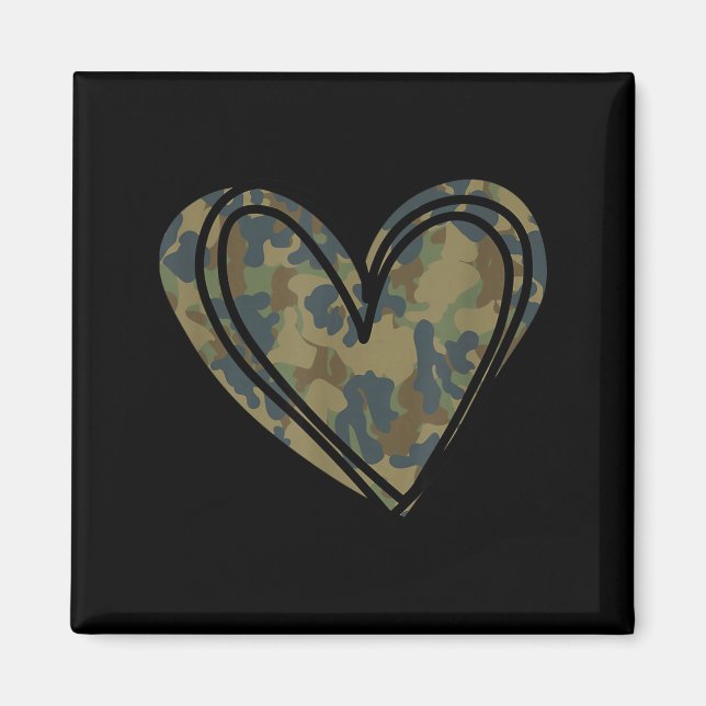 Imán Camo Print Heart Valentines Day  (Frente)