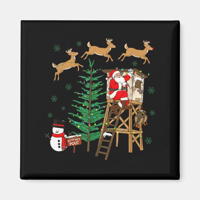 Imán Camo Santa Christmas Deer Hunting Camouflage Hunte (Frente)