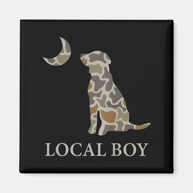 Imán Camo Southern Local Boy Duck Hunting Black Lab Out (Frente)