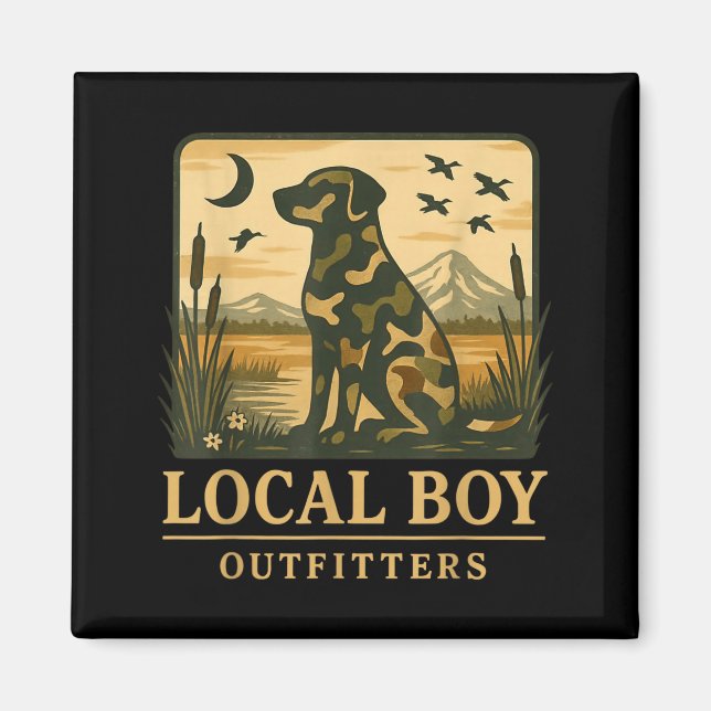 Imán Camo Southern Local Boy Duck Hunting Black Lab Out (Frente)