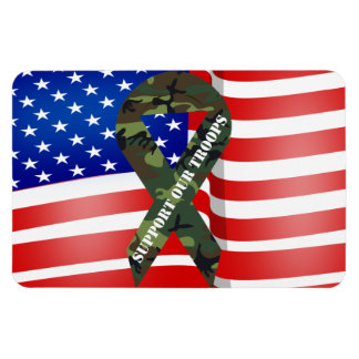 Imán Camo verde de bandera estadounidense apoya a nuest